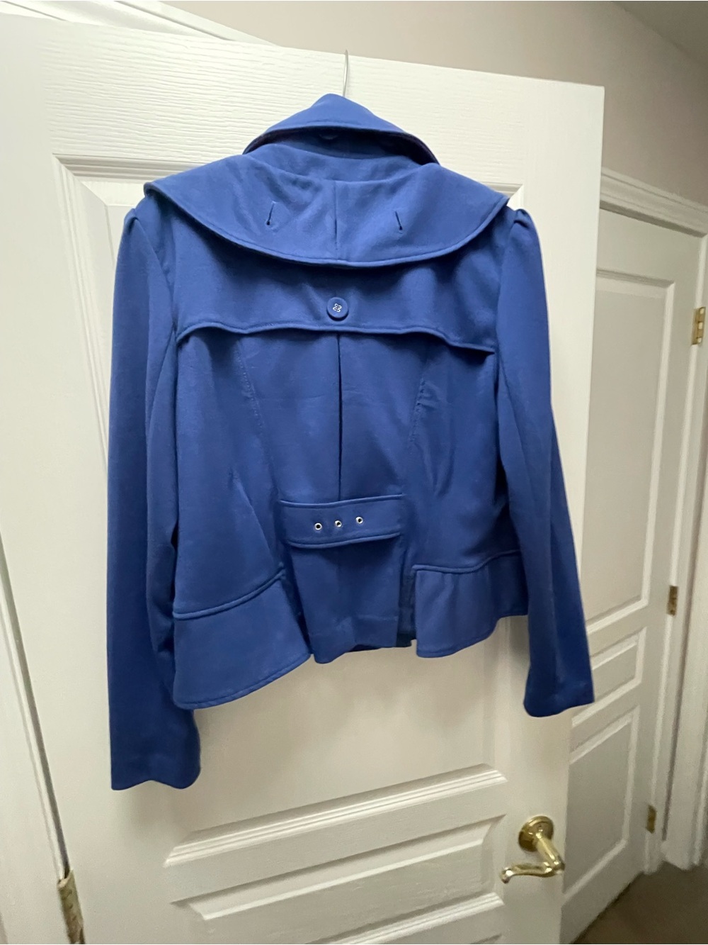 Grace Elements Blue Ruffle Front Jacket - Picture 2 of 3